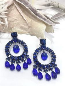 Pendientes de piedra semipreciosa de tono plateado de alta calidad, colección de ropa moderna para fiestas y bodas para mujeres y niñas - Product Image 2