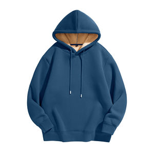 2025 New Arrival Men's Cotton Polyester Blend Winter Oversized Streetwear Heavyweight Pullover <b>Hoodie</b> 3D Custom OEM Logo Pocket - Product Image 4