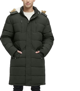 Veste matelassée en polaire extra longue pour homme Vêtements d'extérieur Manteaux d'hiver Parka à capuche Chaude Résistante à l'eau Temps froid - Product Image 1