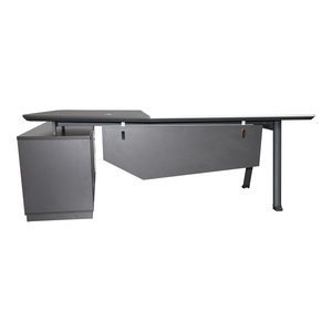 Carolina <b>White</b>-Anthracite Executive <b>Desk</b> 2.2x1.80x0.75m Office Furniture Contemporary Minimalist Design for Office Building Use - Product Image 6