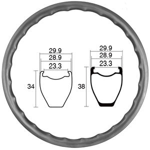 Llanta de freno de disco de bicicleta de carretera de carbono 700C Tubeless Ready Clincher 23mm ancho interno 38mm perfil T700 grava ligero alto - Product Image 1
