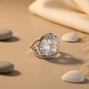Romantic Geometric Pattern <b>925</b> <b>Silver</b> <b>Ring</b> with Oval Cut CZ Stone Rhodium Plated Set with Zircon Pearl Women's Gift Jewelry - Product Image 1