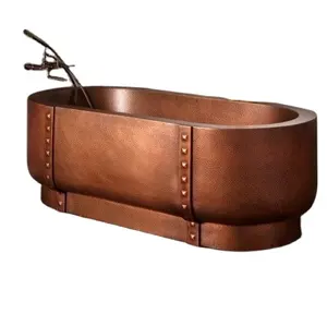 Traditional Copper Shined Free Standing Double Slipper Elegant Luxury Hot Selling Handmade Copper Bath Tub at Cheap Prices