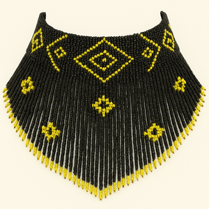 Collar de Gargantilla con red de cuentas de semillas negras hechas a mano para mujer, acento de perlas coloridas - Product Image 3