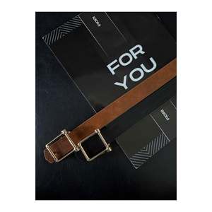 Square <b>Buckle</b> Women's <b>Belt</b>, Trouser <b>Belt</b>, Jacket <b>Belt</b>, Dress <b>Belt</b> - Black-Tan - Product Image 4