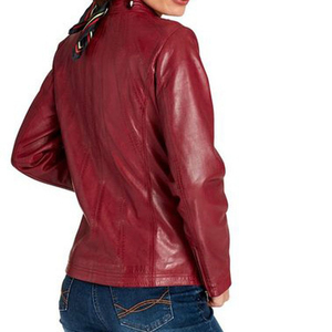 Chaquetas de Cuero de Moda para Mujer, Hechas a Medida, de Piel de Oveja Original, Transpirables, de Alta Calidad OEM, con Cremallera, Chaqueta de Invierno con Logotipo Original - Product Image 2