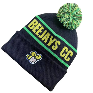 Bonnets personnalisés BSCI 100% acrylique sur mesure avec votre propre étiquette de logo Bonnet en tricot brodé personnalisé avec boule supérieure - Product Image 5