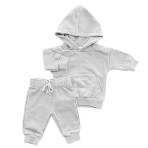 Conjuntos de ropa para niños, chándal de lana personalizado para bebés y niños, conjunto de sudaderas con capucha y pantalones de chándal, conjuntos de Sudadera con capucha para bebés Unisex para Otoño e Invierno - Product Image 3