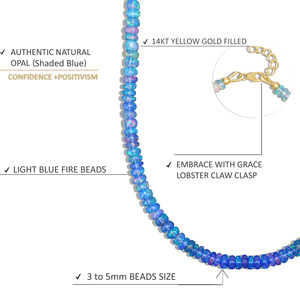 GOODSTONE JEWELS Collar de Plata de Ley 925 Tonos de ópalo azul natural Chapado en oro amarillo Tamaño relleno Regalo de boda - Product Image 4