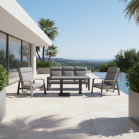 Ensemble de canapés de jardin d'extérieur Mobilier d'extérieur moderne et luxueux avec cadre en aluminium Ensemble de repas de jardin et meubles de patio élégants
