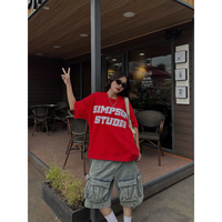T-shirt unisexe ample de marque locale avec broderie 3D, 100 % coton, écologique, respirant, coupe oversize pour hommes et femmes
