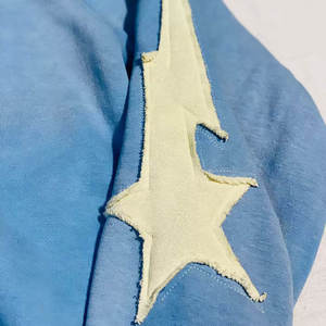 Chándal transpirable de invierno de lana de algodón personalizado, chándal con cremallera, Sudadera con capucha, apliques desgastados, conjunto de pantalones de chándal Acampanados para hombres - Product Image 3