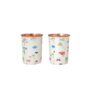 Verre imprimé en cuivre avec motif d'impression-275 ML pour boire et servir à la main au meilleur prix - Product Image 1