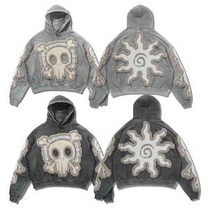 เสื้อฮู้ดดี้ผู้ชายสไตล์ลำลองทันสมัย ผ้าถักเนื้อหนา กันน้ำ ทรงโอเวอร์ไซส์ ผลิตจากผ้าฝ้าย เหมาะสำหรับใส่ในฤดูใบไม้ร่วง สตรีทแวร์ และใส่ได้ทุกวัน - Product Image 5