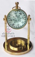 Horloge de bureau en laiton nautique, mouvement à quartz, fabrication artisanale, or vintage, objet de collection maritime, décoration de bureau à domicile, fonction chronomètre, aiguille