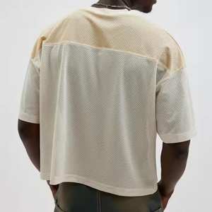 Camisetas de malla de rizo de algodón 100% para hombre con logotipo personalizado, ropa estampada de manga corta de secado rápido con características ligeras, tarifa al por mayor - Product Image 2