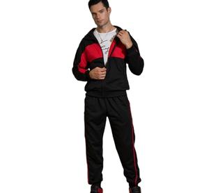 Logotipo personalizado impreso bordado hombres deportes Sudadera con capucha conjuntos cremallera Casual ropa deportiva pantalones chándal - Product Image 6