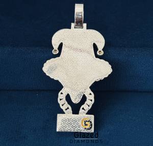 Colgante de plata de ley 925 con diamantes de moissanita en blanco y negro estilo Hip Hop para hombre, diseño de Joker/Clown de dibujos animados ICP Iced Out - Product Image 2