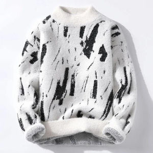 Classique hommes pull en tricot torsadé couleur unie chaud doux laine à manches longues Slim Fit pull décontracté respirant écologique automne - Product Image 5