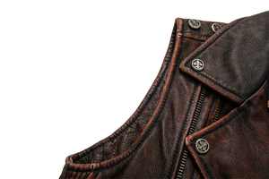Nouveau look, design personnalisé, gilet en cuir élégant pour homme, texture lisse, coupe chic, voyages, événements, balades à moto, usage quotidien, gilet en cuir - Product Image 4