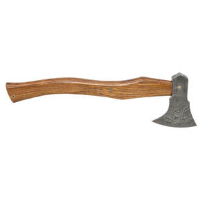 Hache décorative en acier de Damas, tête à motif Damas fait main avec manche en bois poli, pour collection, exposition et cadeau - Product Image 4