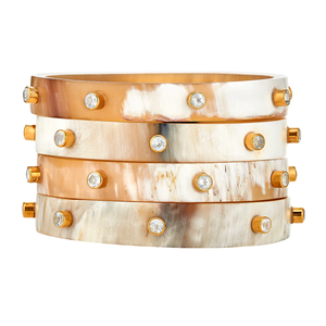 Handmade Natural Ox Horn Fashion Bracelet with Pearl Color Best Design featuring Pearl as Main Stone "With <b>Love</b>" <b>Bangle</b> - Product Image 2