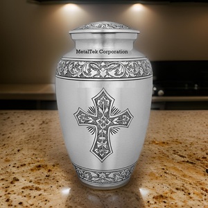 Urna Funeraria de Cremación Tallada a Mano con Cruz y Banda Floral, Recuerdo para Cenizas de Hombre, Mujer, Niño y Mascotas, Precio Bajo al por Mayor - Product Image 6