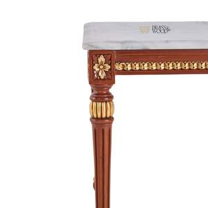 Mesa de Centro Rectangular de Lujo con Tapa de Mármol Blanco y Elegantes Detalles Dorados Tallados a Mano para una Decoración Clásica de Sala de Estar - Product Image 3