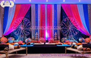Deslumbrante boda Sangeet Night Stage Decoración Impresionante Aspecto vibrante Sangeet Night Stage Glitzy Wedding Mehndi Night Stage Set - Product Image 3