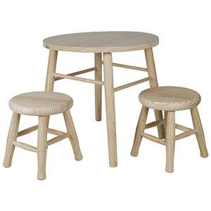 WELL HOME Ensemble de meubles pour enfants en bois de pin rond, table et 2 tabourets pour enfants - Product Image 1