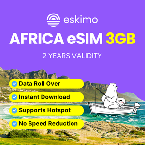 R-AF-03 du lịch đầu tiên trên thế giới dữ liệu di động màu xanh mới hàng đầu Eskimo Du Lịch Châu phi dữ liệu-3GB esim với hiệu lực 2 năm - Product Image 5