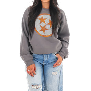 Venta al por mayor personalizado último superventas 100% algodón peso pesado 450 Gsm ajustado cuello redondo mujeres personalizado diseño de diamantes de imitación sudadera - Product Image 4