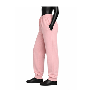 Pantalon de jogging en molleton rose personnalisé pour femme, taille haute, cordon de serrage, taille élastique, bas de pantalon à revers, vente en gros OEM - Product Image 3