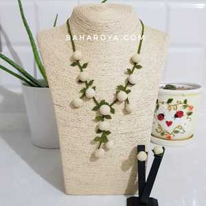 İğne oyasıİnci NCI kolye ชุดเครื่องประดับชั้นดีพร้อม küpe สีครีม - Product Image 1