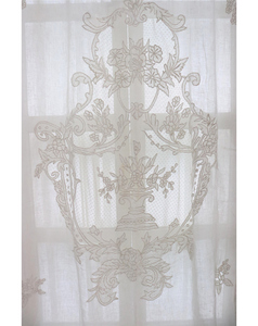 Wholesale 100% White <b>Linen</b> Embroidered Flower <b>Curtains</b> Custom Korean Vintage Style for Home Hotel Spa Cafe - Product Image 3