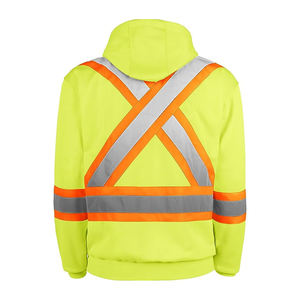 Hi Vis Hombres Fluorescente Amarillo Reflectante Sudadera con capucha Alta visibilidad Seguridad Cremallera Top Logotipo personalizado Reflectante - Product Image 3