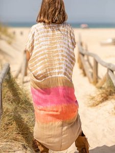 Low Prices Floor-Length V-neck Short Sleeve Tie Dye <b>Kaftans</b> with Soft Rayon Fabric Eco-Friendly & Skin-Friendly Material - Product Image 4
