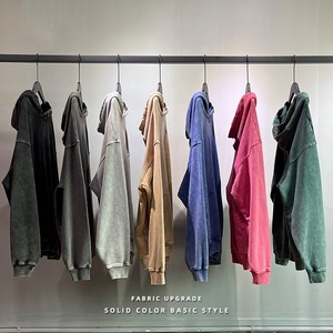 เสื้อสเวตเตอร์ผูกไทด์สีเทาสีขาวสำหรับผู้ชายเสื้อมีฮู้ดย้อมสีโอเวอร์ไซซ์โอเวอร์ไซส์สำหรับฤดูใบไม้ร่วง - Product Image 3