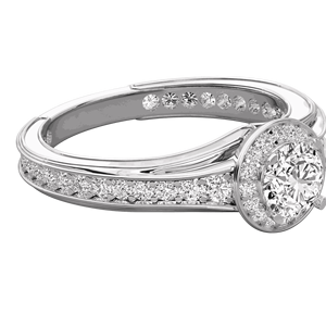Anillo de Compromiso con Halo de Diamantes en Corte Redondo - Product Image 1