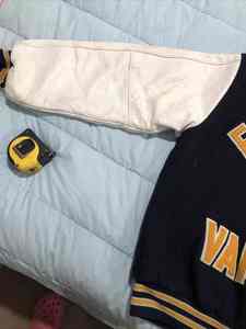 Bomber Varsity Jacket Style Décontracté Corps en Laine Manches en Cuir Véritable Letterman - Product Image 5