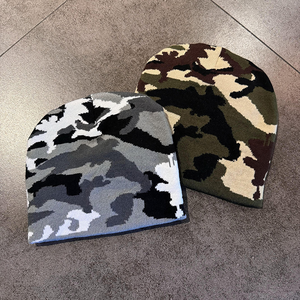 Gorro de Invierno para Hombre con Jacquard de Camuflaje Informal, Gorro de Punto con Bordado 3D en Existencia, Gorros de Punto de Camuflaje - Product Image 2