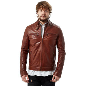 Chaqueta de Cuero de Piel de Oveja de Alta Calidad para Hombre con Impresión de Logotipo Personalizado, Chaqueta Delgada para Hombre - Product Image 1