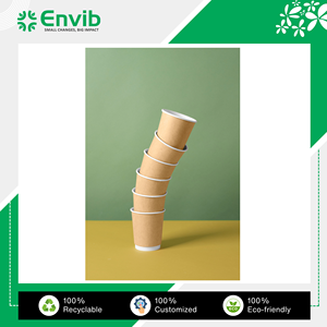 Vasos de Papel de Doble Pared Reciclables de 12 oz, Diseño Atractivo, Alta Demanda, Más Vendidos, Marca ENVIB, Resistentes al Calor, Personalizables - Product Image 2