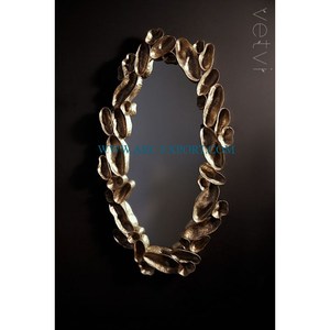 Haute exigence en forme de feuille plaqué or luxe décor à la maison miroir mural moderne nouveauté décoratif fantaisie miroir mural à vendre - Product Image 6