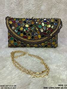 Elegant Designer Fashion Bridal Clutch with Chain Strap and Satin Lining Sophisticated Wedding <b>Handbag</b> for Modern <b>Brides</b> - Product Image 3