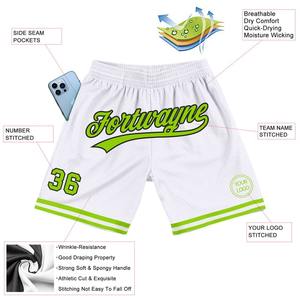 Ensemble short nouvelle saison vêtements de basket-ball de qualité supérieure personnalisé blanc néon vert-noir authentique short de basket-ball rétro - Product Image 2