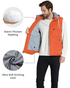 Gilet matelassé pour hommes Gilet à capuche amovible Gilet d'hiver pour l'extérieur - Product Image 3