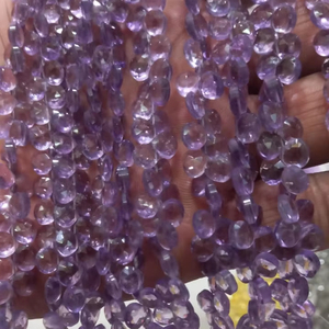 Perles de pierre à facettes en améthyste violette naturelle d'origine indienne de la collection à facettes - Product Image 1
