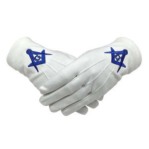 Diseña tus propios guantes de algodón blancos personalizados con diseño masónico, guantes de algodón suave blancos para la regalia masónica, guantes de algodón suave para Past Master - Product Image 2