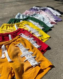 Impression bouffante personnalisée, broderie en détresse, cordon de serrage surdimensionné, lavage à l'acide, bord brut, jogging vintage, short pour homme - Product Image 4